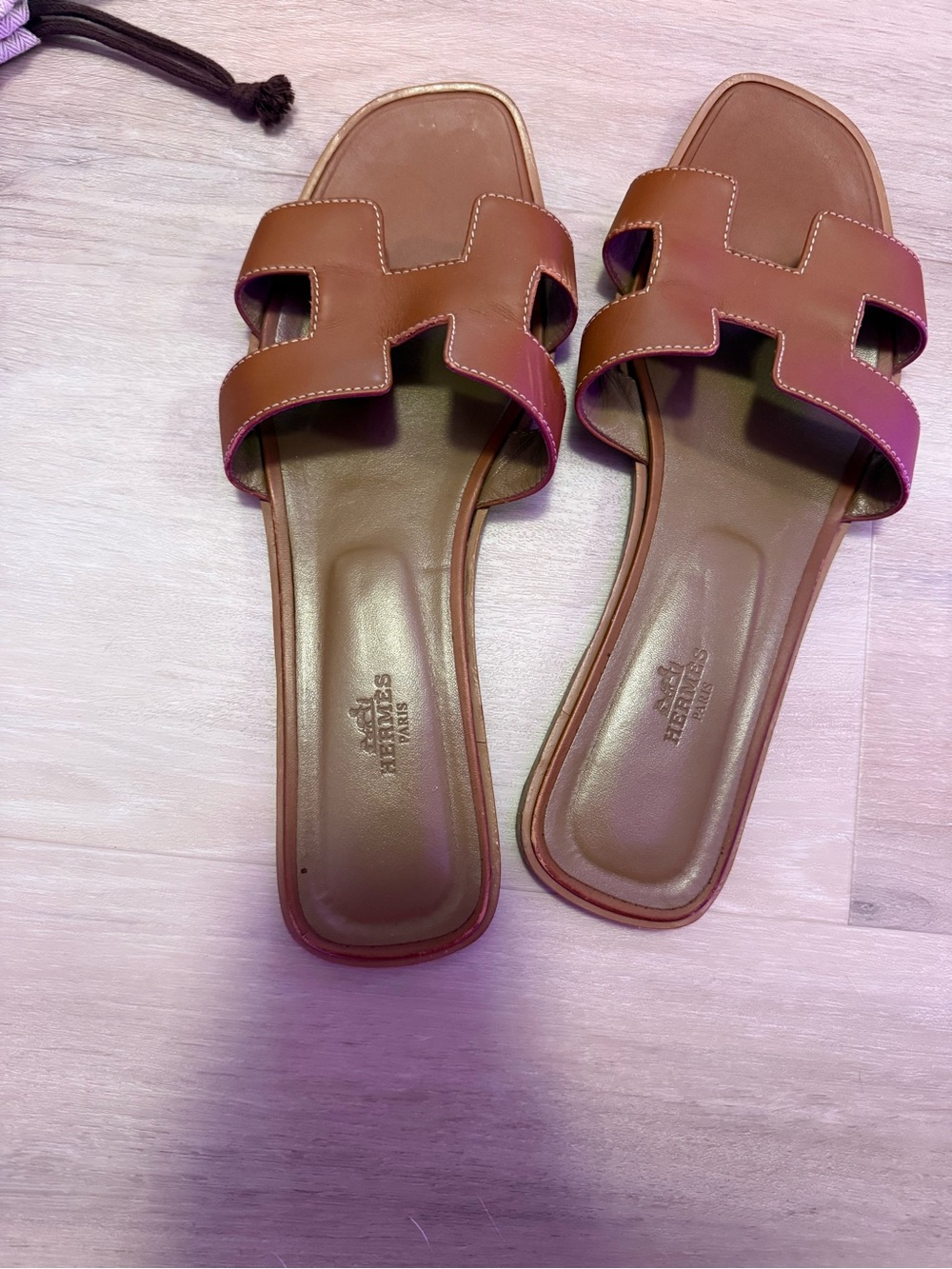 Hermès Oran Brown Slide Sandals - Picture 2 of 8
